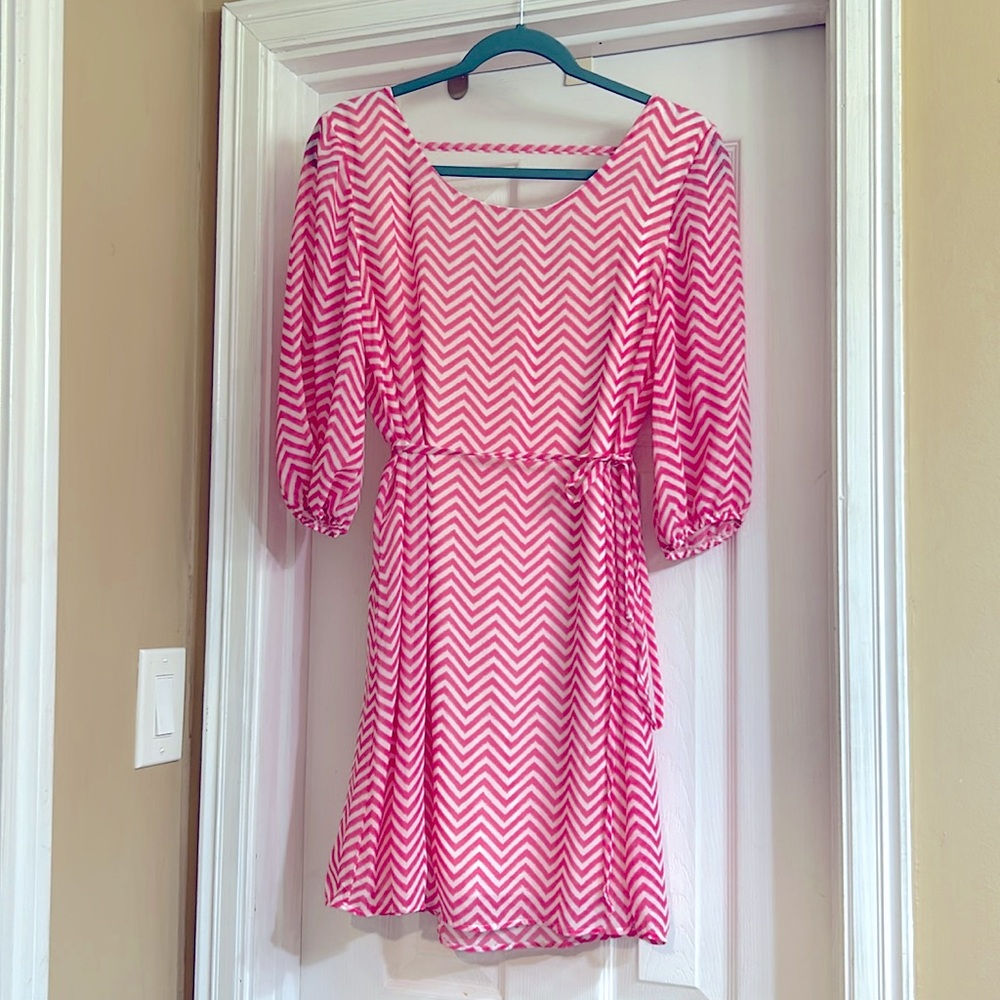 Pink and white dress